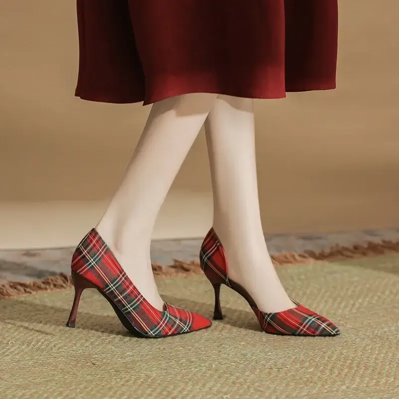 wp 0005 size 31 44 plaid cloth side empty pointed toe shallow stiletto heels women shoes thin high heel pumps wp 0005 size 31 44 plaid cloth side empty pointed toe shallow stiletto heels women shoes thin high heel pumps