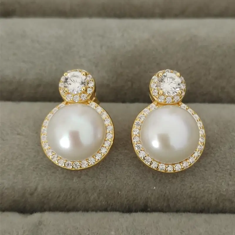 s925 sterling silver freshwater pearl earrings gold color classic style s925 sterling silver freshwater pearl earrings gold color classic style