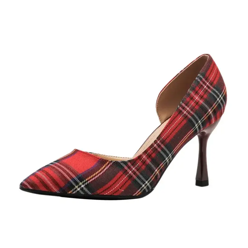 wp 0005 size 31 44 plaid cloth side empty pointed toe shallow stiletto heels women shoes thin high heel pumps wp 0005 size 31 44 plaid cloth side empty pointed toe shallow stiletto heels women shoes thin high heel pumps