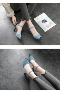 ws 0033 30 44 pointed women shoes small size 31 32 33 buckle stiletto heels blue sexy high heels party shoes
