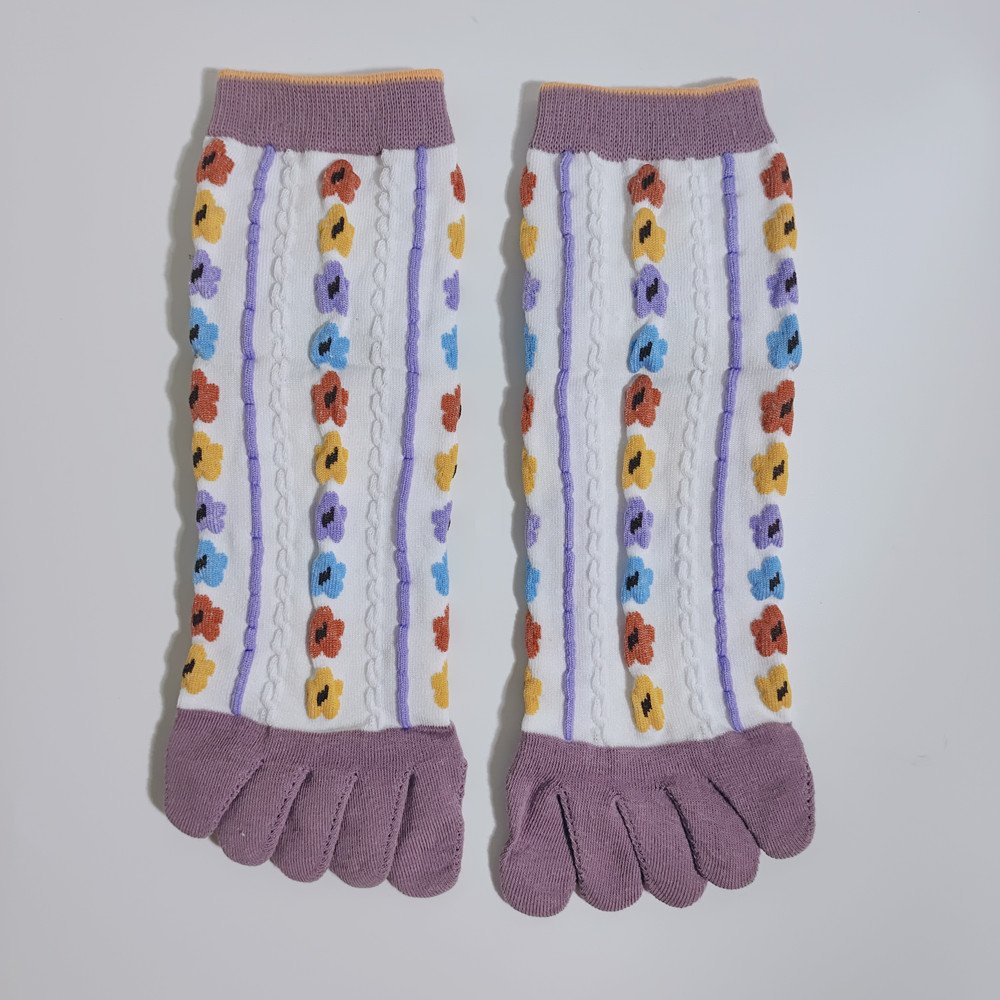wts 010 boho floral print toe socks for women | soft cotton five finger socks | casual mid calf socks wts 010 boho floral print toe socks for women | soft cotton five finger socks | casual mid calf socks