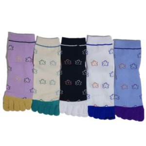 wts 006 cute floral toe socks for women | breathable cotton five finger socks | casual & daily wear