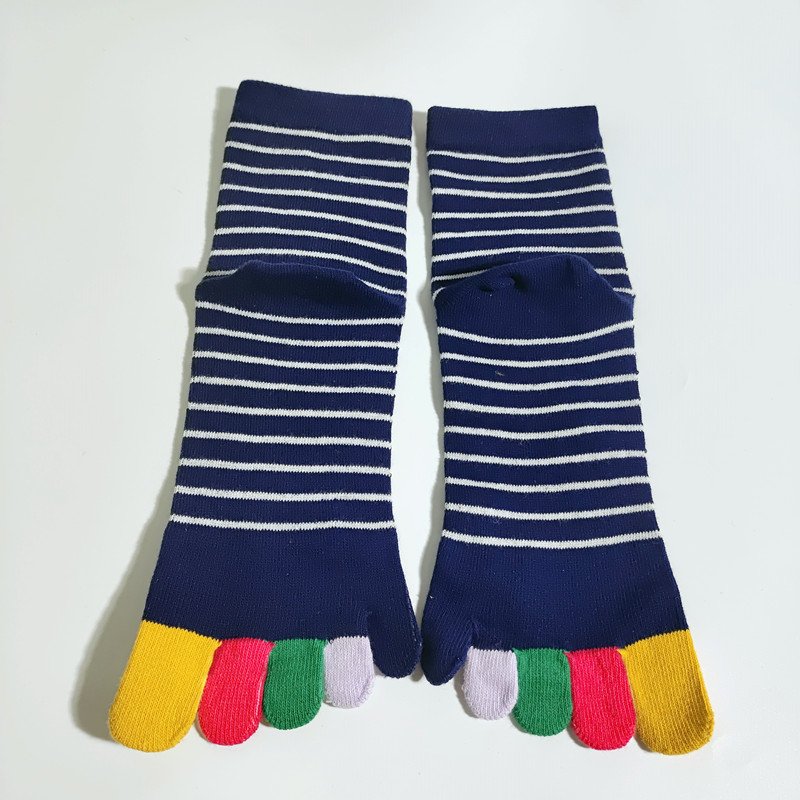 wts 014 fine striped toe socks for women | breathable cotton five finger socks with colorful toes | casual crew socks wts 014 fine striped toe socks for women | breathable cotton five finger socks with colorful toes | casual crew socks