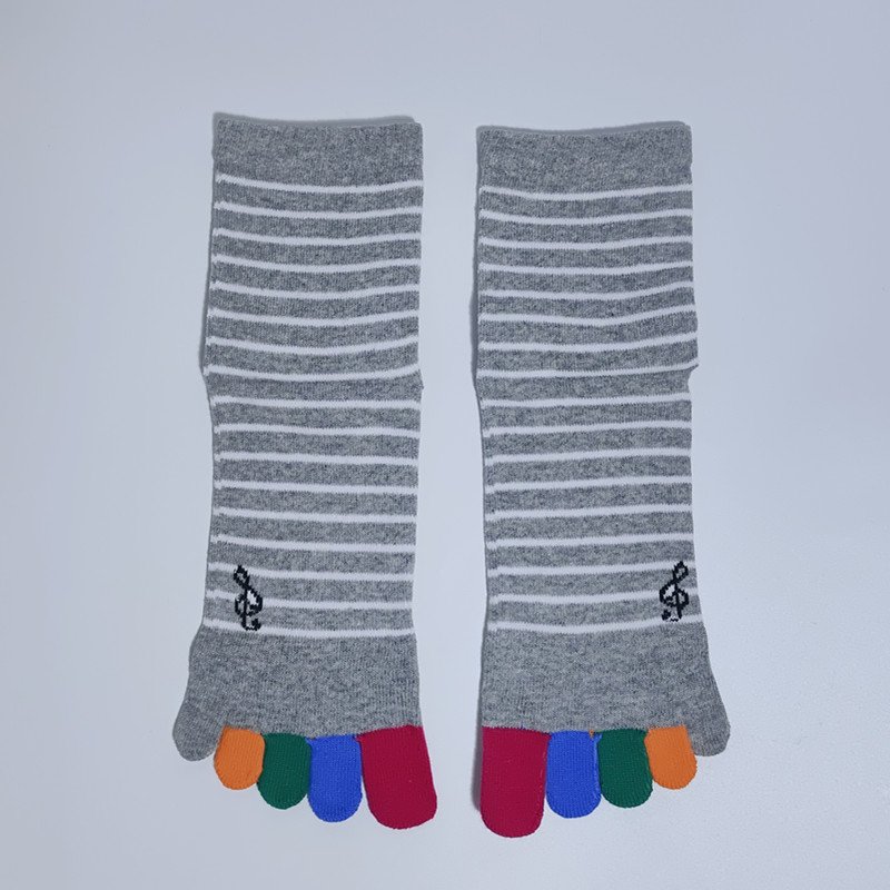 wts 014 fine striped toe socks for women | breathable cotton five finger socks with colorful toes | casual crew socks wts 014 fine striped toe socks for women | breathable cotton five finger socks with colorful toes | casual crew socks