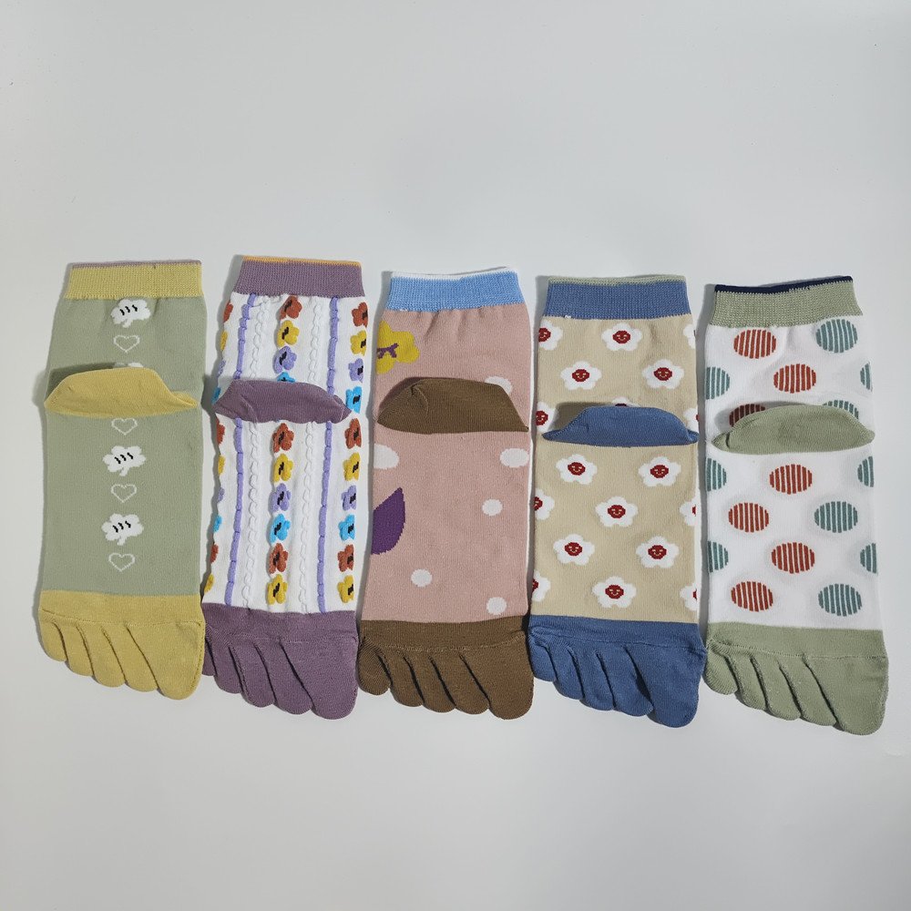 wts 010 boho floral print toe socks for women | soft cotton five finger socks | casual mid calf socks wts 010 boho floral print toe socks for women | soft cotton five finger socks | casual mid calf socks