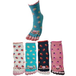 wts 002 women's new autumn & winter cotton toe socks polka dot cartoon pattern, loose cuff, breathable moisture wicking mid calf socks (复制)