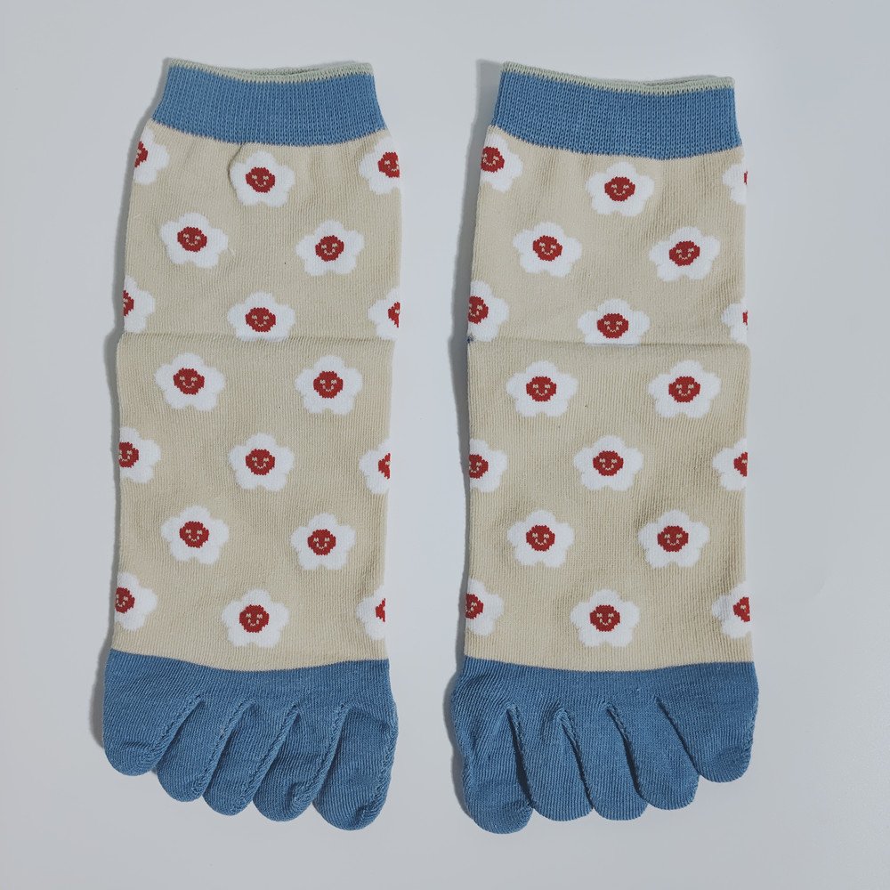 wts 010 boho floral print toe socks for women | soft cotton five finger socks | casual mid calf socks wts 010 boho floral print toe socks for women | soft cotton five finger socks | casual mid calf socks