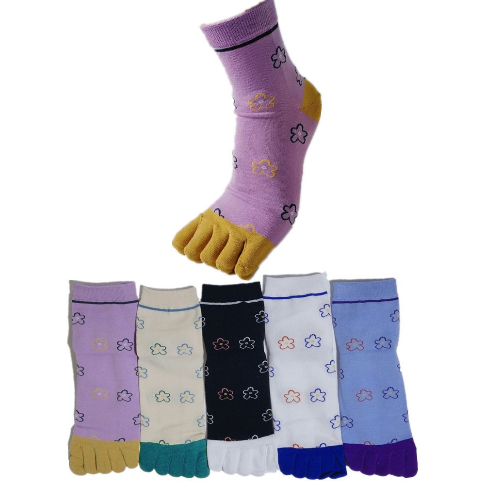 wts 006 cute floral toe socks for women | breathable cotton five finger socks | casual & daily wear wts 006 cute floral toe socks for women | breathable cotton five finger socks | casual & daily wear