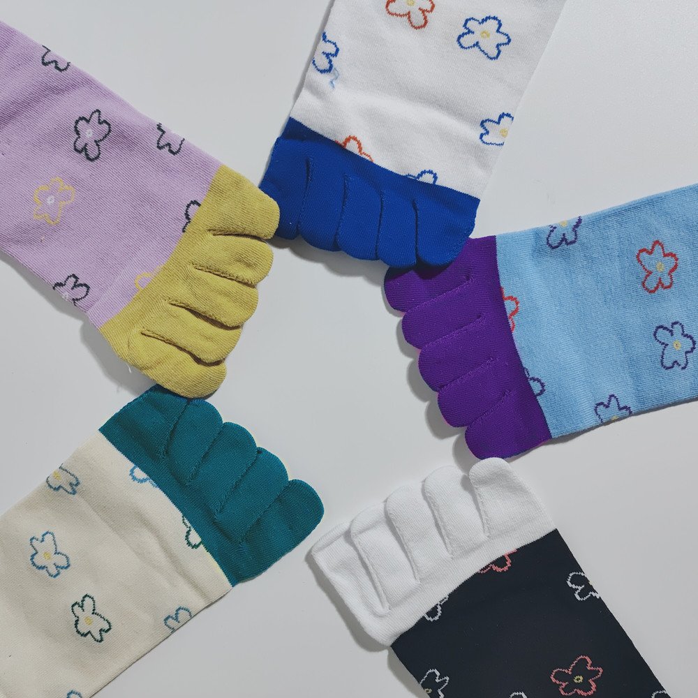 wts 006 cute floral toe socks for women | breathable cotton five finger socks | casual & daily wear wts 006 cute floral toe socks for women | breathable cotton five finger socks | casual & daily wear