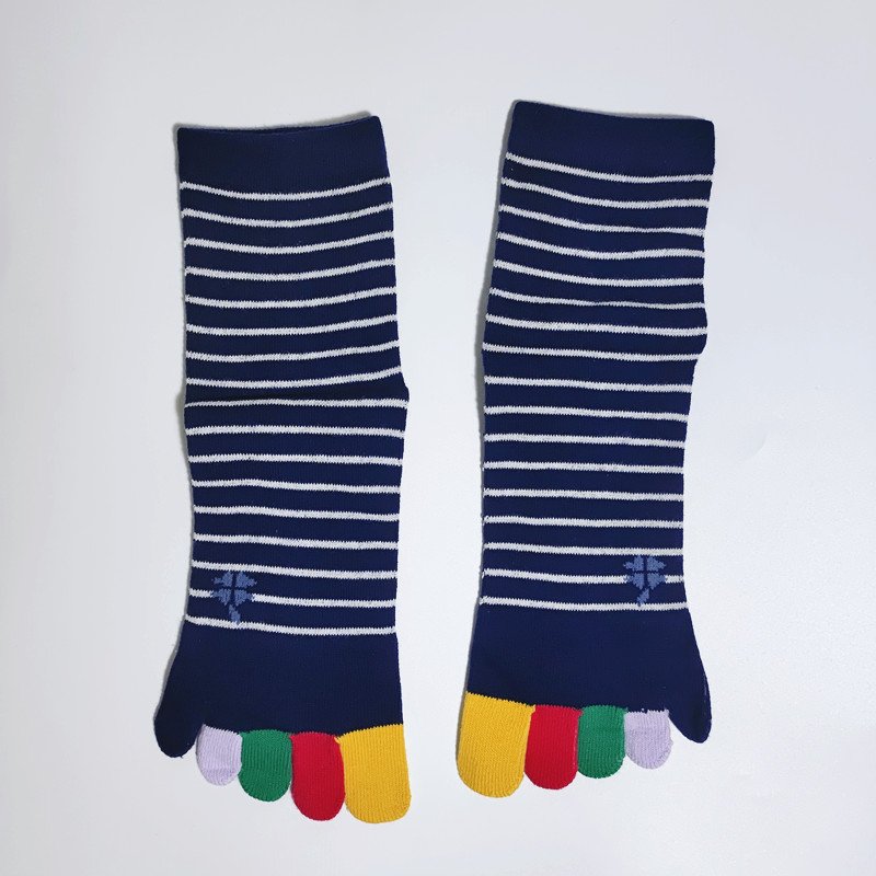 wts 014 fine striped toe socks for women | breathable cotton five finger socks with colorful toes | casual crew socks wts 014 fine striped toe socks for women | breathable cotton five finger socks with colorful toes | casual crew socks