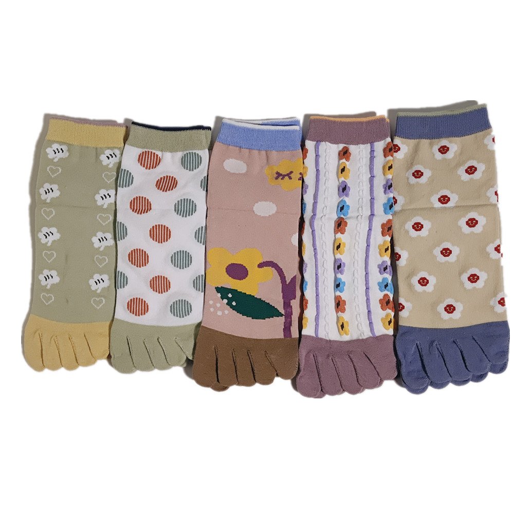 wts 010 boho floral print toe socks for women | soft cotton five finger socks | casual mid calf socks wts 010 boho floral print toe socks for women | soft cotton five finger socks | casual mid calf socks