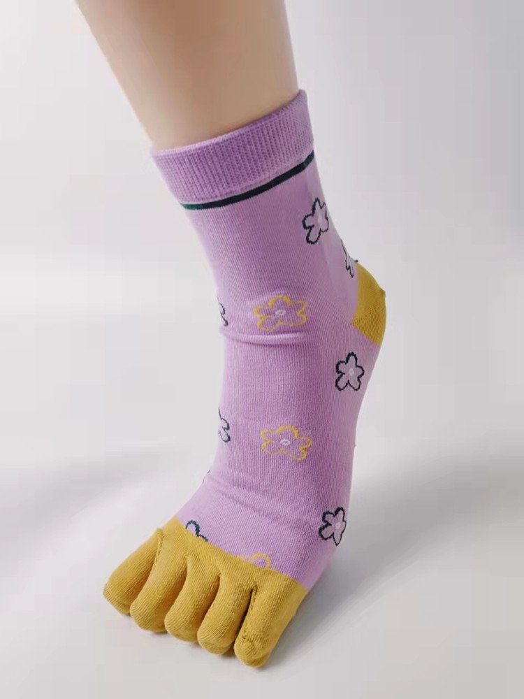 wts 006 cute floral toe socks for women | breathable cotton five finger socks | casual & daily wear wts 006 cute floral toe socks for women | breathable cotton five finger socks | casual & daily wear