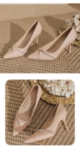 wp 0034 size 31 44 pointed thin heel microfiber diamond buckle versatile daily work shoes high heels women pumps