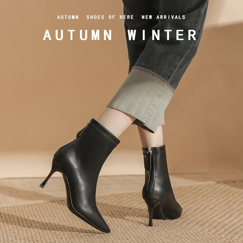 wb 0048 32 43 winter women's pointed toe ankle boots fur lined warm high heels zip design slim short boots elegant party office shoes wb 0048 32 43 winter women's pointed toe ankle boots fur lined warm high heels zip design slim short boots elegant party office shoes