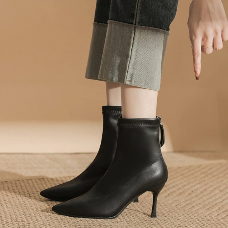 wb 0048 32 43 winter women's pointed toe ankle boots fur lined warm high heels zip design slim short boots elegant party office shoes wb 0048 32 43 winter women's pointed toe ankle boots fur lined warm high heels zip design slim short boots elegant party office shoes